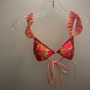 Strawberry Milk Mob floral bikini top